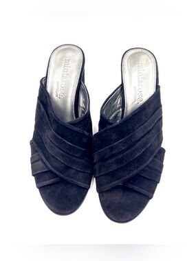 Mint & Rose Agatha Black Suede Block Heel Sandals Size 8